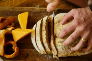 Bread being sliced